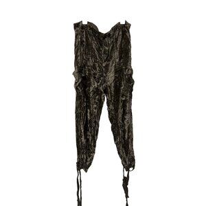 Marrakech Anthropologie Crushed Velvet Cropped Cargo Pants Tie Cuffs Size 29